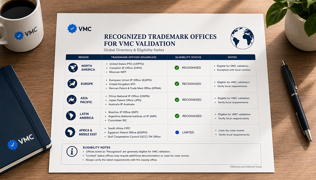 Recognized Trademark Offices for VMC Certificates
